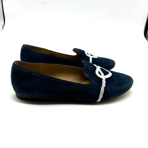 Talbots Ryan embroidered suede loafers navy SZ 8.5. Worn once