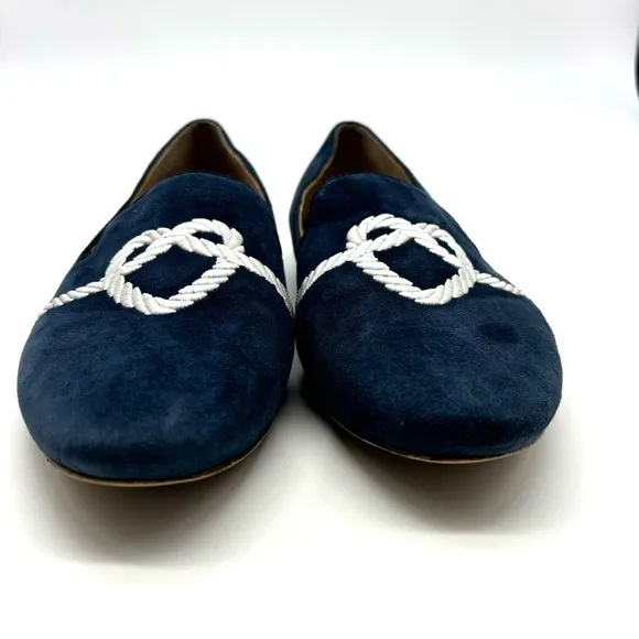 Talbots Ryan embroidered suede loafers navy SZ 8.5. Worn once
