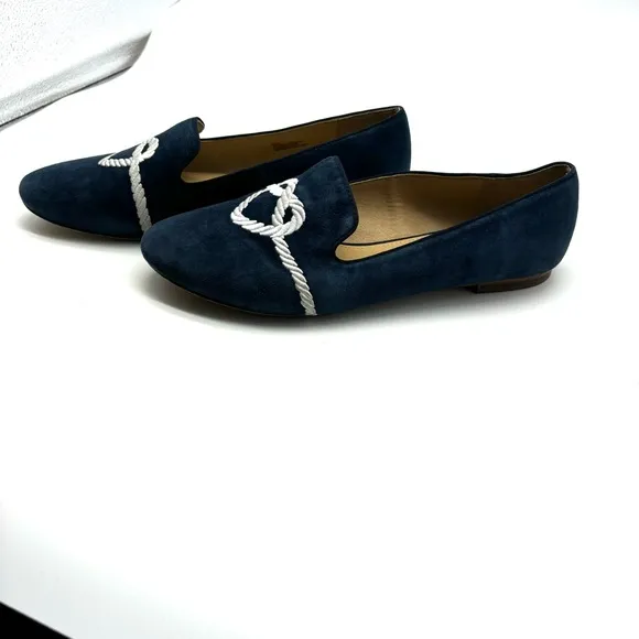 Talbots Ryan embroidered suede loafers navy SZ 8.5. Worn once