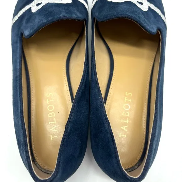 Talbots Ryan embroidered suede loafers navy SZ 8.5. Worn once