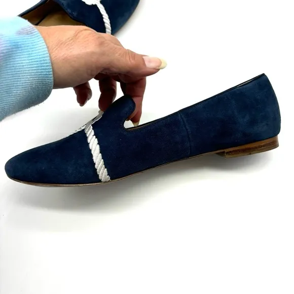 Talbots Ryan embroidered suede loafers navy SZ 8.5. Worn once