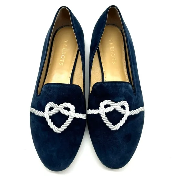 Talbots Ryan embroidered suede loafers navy SZ 8.5. Worn once