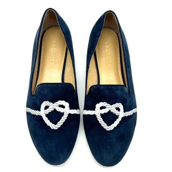 Talbots Ryan embroidered suede loafers navy SZ 8.5. Worn once