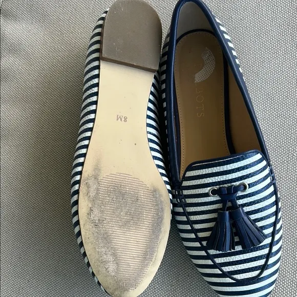 Talbots Women's Striped Loafers - Navy and White