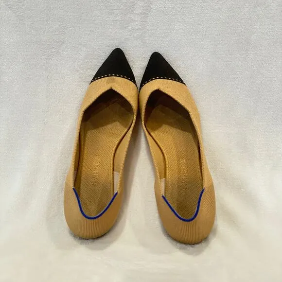 Tan Rothys sz 11 Pointed Toe Flats Tan Black Rothy Flats Rothys