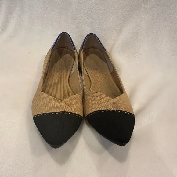 Tan Rothys sz 11 Pointed Toe Flats Tan Black Rothy Flats Rothys