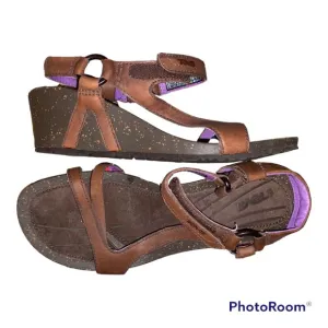 Teva Cabrillo Brown Strappy Sandals Wedges 8