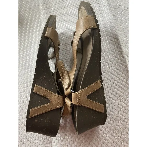 Teva Sandals Womens 10 Ventura Wedge Strappy Ankle Strap 4253 Brown Leather Cork