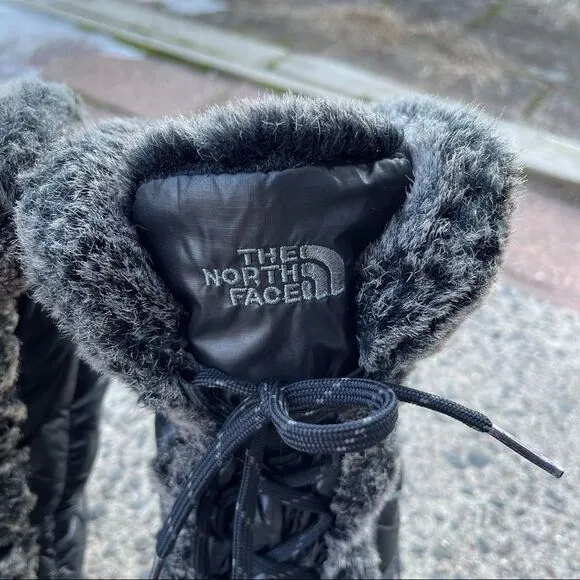 The North Face Black Lace Up Nupste IV Snow Boots size 8 preowned
