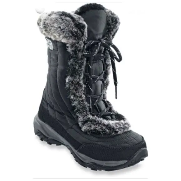 The North Face Black Lace Up Nupste IV Snow Boots size 8 preowned