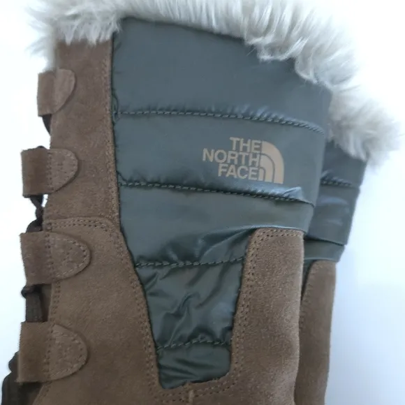 The North Face Nuptse Purna Brown Suede Waterproof Insulated Boots, Size 7.5
