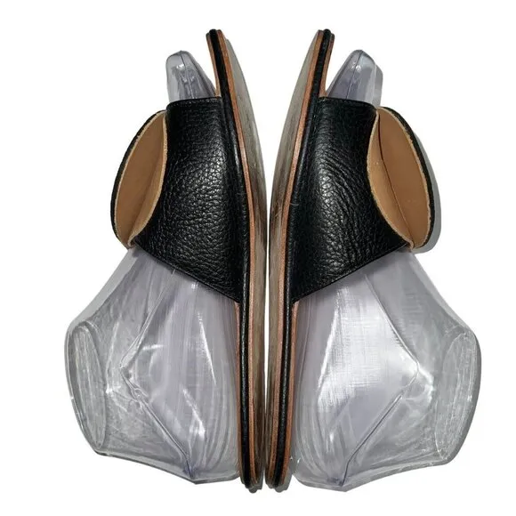 The Palatines‎ Caeleste Slide Sandal in Black and Tan Size 6 Leather Circle Flat