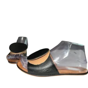 The Palatines‎ Caeleste Slide Sandal in Black and Tan Size 6 Leather Circle Flat