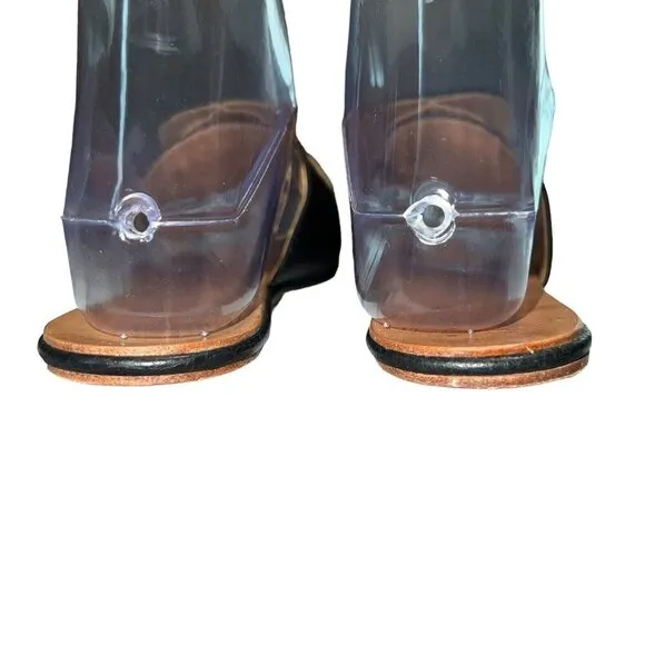 The Palatines‎ Caeleste Slide Sandal in Black and Tan Size 6 Leather Circle Flat