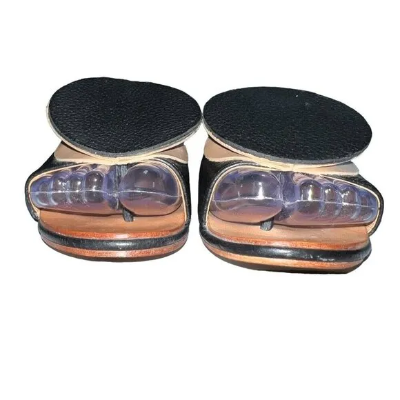 The Palatines‎ Caeleste Slide Sandal in Black and Tan Size 6 Leather Circle Flat