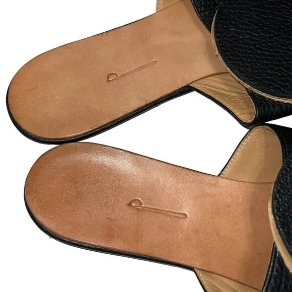 The Palatines‎ Caeleste Slide Sandal in Black and Tan Size 6 Leather Circle Flat