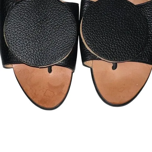 The Palatines‎ Caeleste Slide Sandal in Black and Tan Size 6 Leather Circle Flat