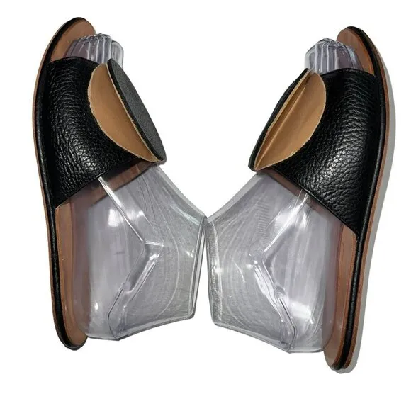 The Palatines‎ Caeleste Slide Sandal in Black and Tan Size 6 Leather Circle Flat
