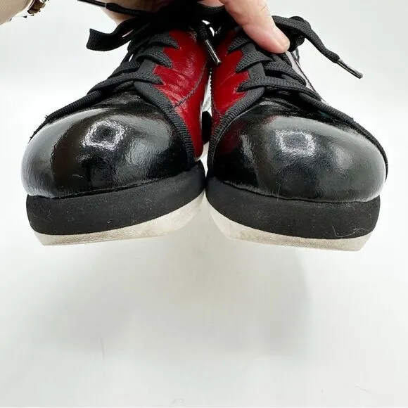 Thierry Rabotin Lace-Up Sneakers Oxford Black/Red Crinkle Patent Comfort Active