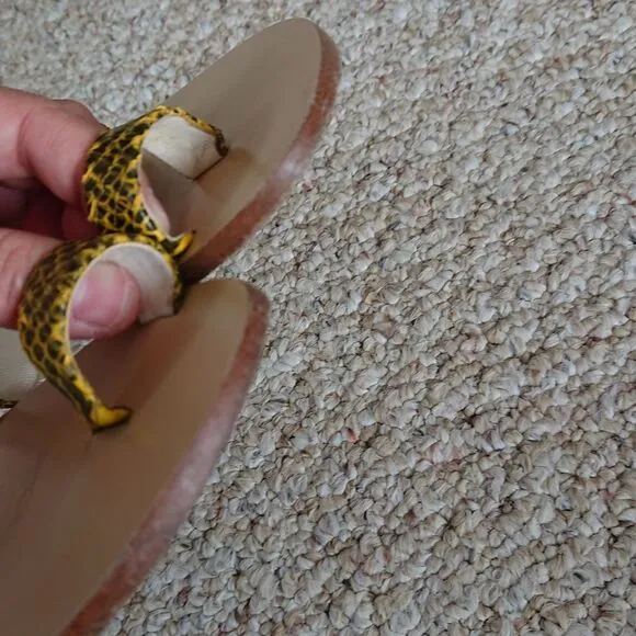 TIBI Cedric yellow Snake-Embossed Flat Sandals size 38