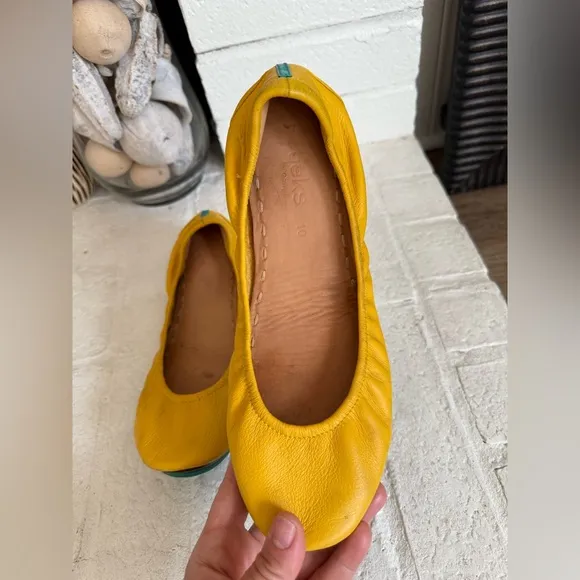 Tieks by Gavrieli Leather Ballet Flats Mustard Yellow Teal Size 10 Padded Sole