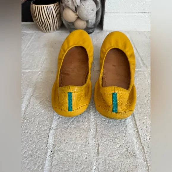 Tieks by Gavrieli Leather Ballet Flats Mustard Yellow Teal Size 10 Padded Sole