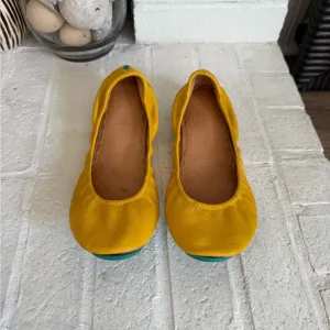 Tieks by Gavrieli Leather Ballet Flats Mustard Yellow Teal Size 10 Padded Sole
