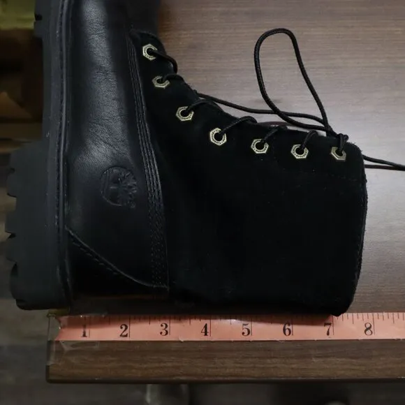 Timberland Leather Suede Combat Boots Women 7.5 Black Grunge Alt Classic Utility