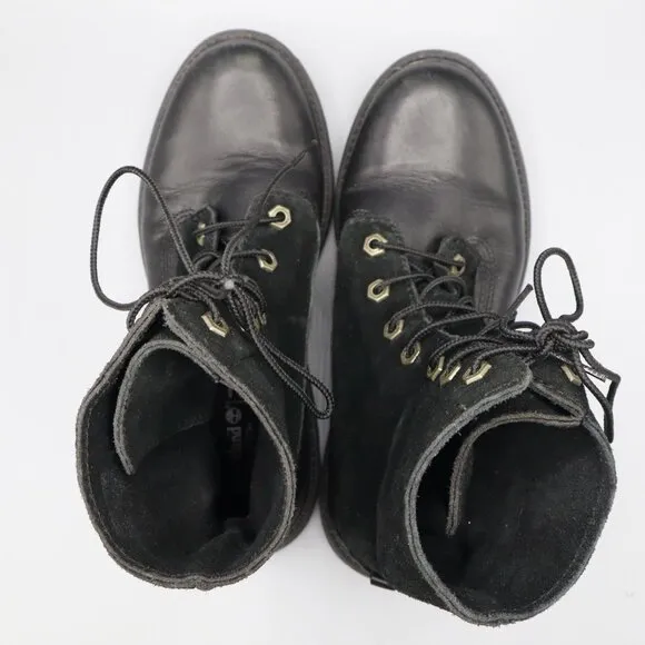 Timberland Leather Suede Combat Boots Women 7.5 Black Grunge Alt Classic Utility