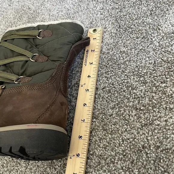 Timberland Snow Boots Womens 9 M Brown Green Lace Up Suede Winter Shearling