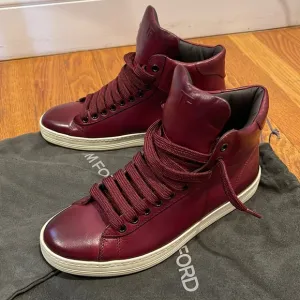 Tom Ford Burgundy High-Top Sneakers