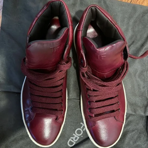Tom Ford Burgundy High-Top Sneakers