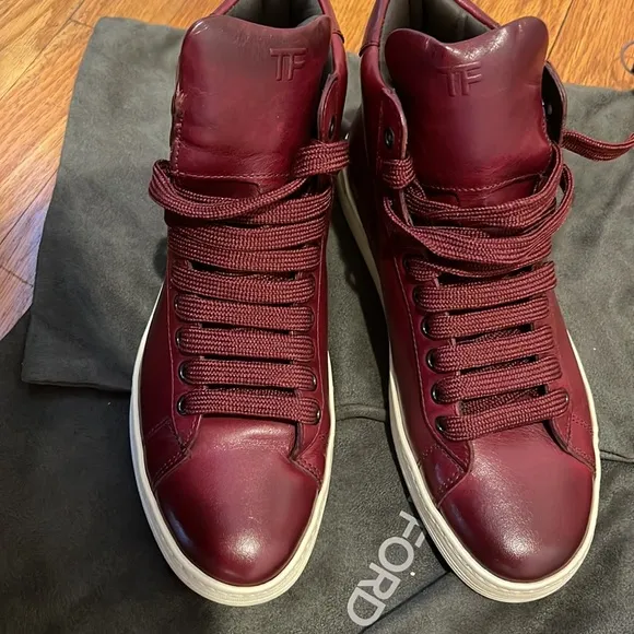 Tom Ford Burgundy High-Top Sneakers