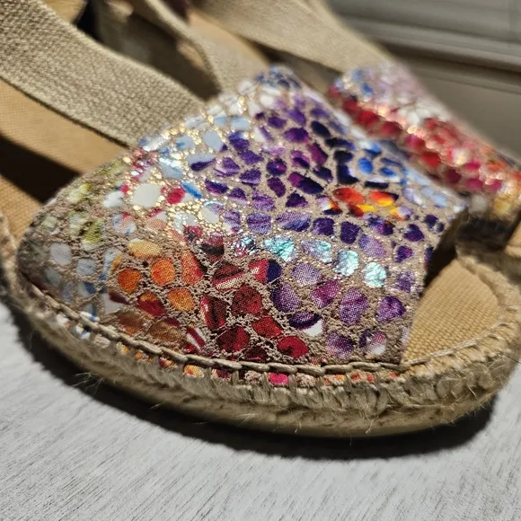 Toni Pons Orgins Stained Glass Print Espadrilles Wedge Sandals