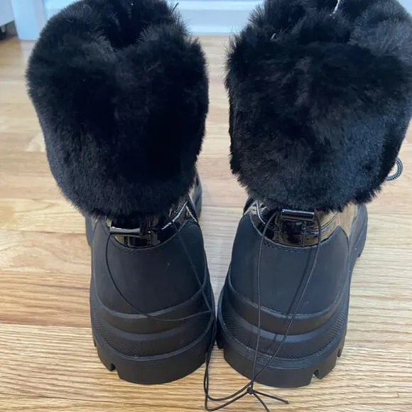 Torrid faux leather black faux fur lined boots 10 extra wide