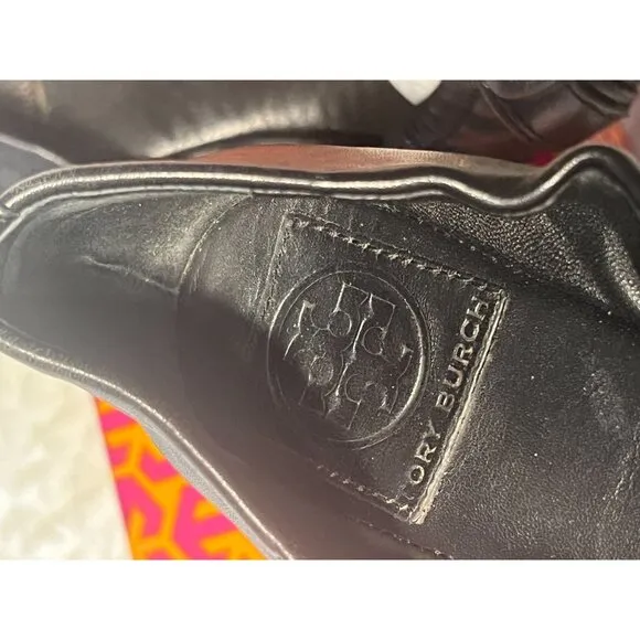 TORY BURCH Ambrose Ballet Flats Leather Camel Black Gold Buckle Women's Size 7 B