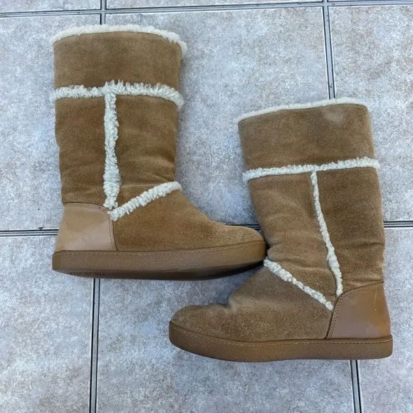 Tory Burch Amelie Shearling suede snow boots