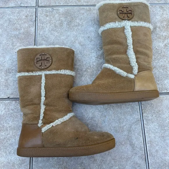 Tory Burch Amelie Shearling suede snow boots
