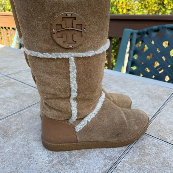 Tory Burch Amelie Shearling suede snow boots