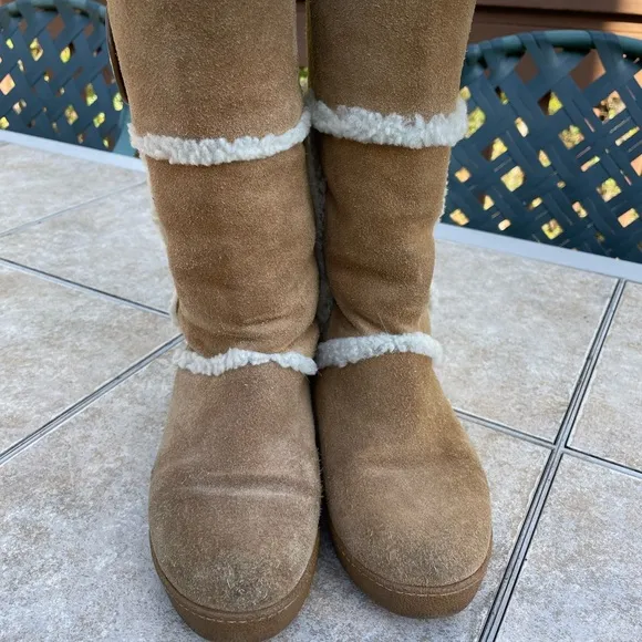 Tory Burch Amelie Shearling suede snow boots
