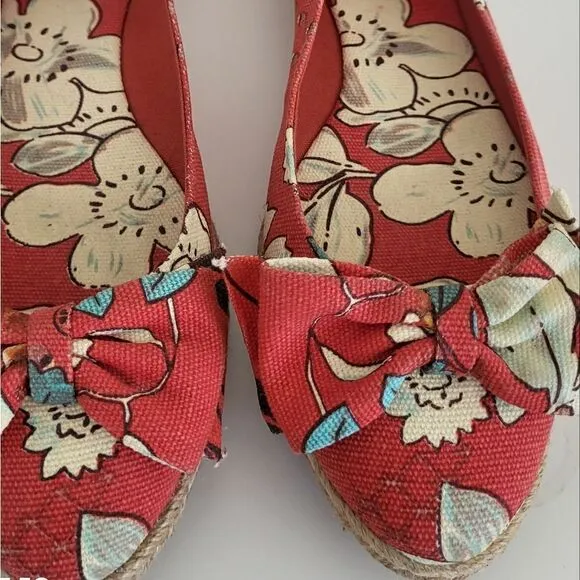 Tory Burch &quot;Tasmin&quot; Floral Print Canvas Jute Sole Flat Espadrilles Sz.7 $218