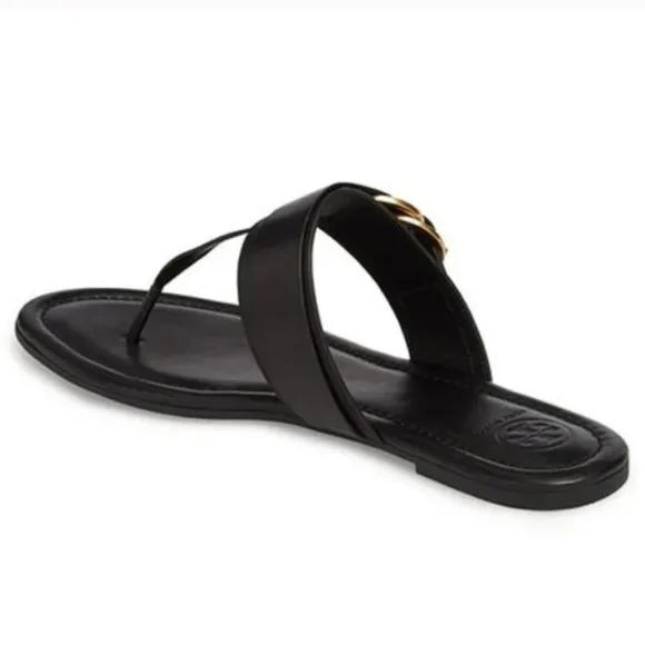 Tory Burch • Black and Gold flat sandals
