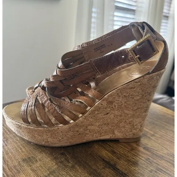 Tory Burch Brown Annamarte Brown Strappy Sandals Wedges Sz 9.5  $310