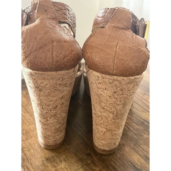 Tory Burch Brown Annamarte Brown Strappy Sandals Wedges Sz 9.5  $310