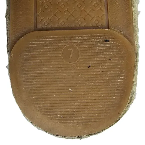 Tory Burch Espadrilles Women's Size 7 Rhea Floral Lace Metallic Gold Slip On