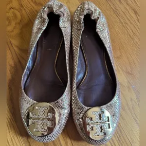 Tory Burch Gold Ballet Flats Sz 9.5Good Used Condition
