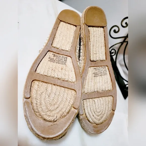 Tory Burch Lucia Embroidered Lace Espadrilles Shoes Tan/White US 9 New