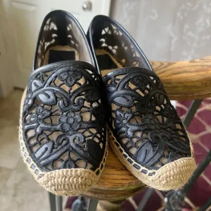Tory Burch Lucia Lace Espadrilles 7.5. Navy excellent condition.