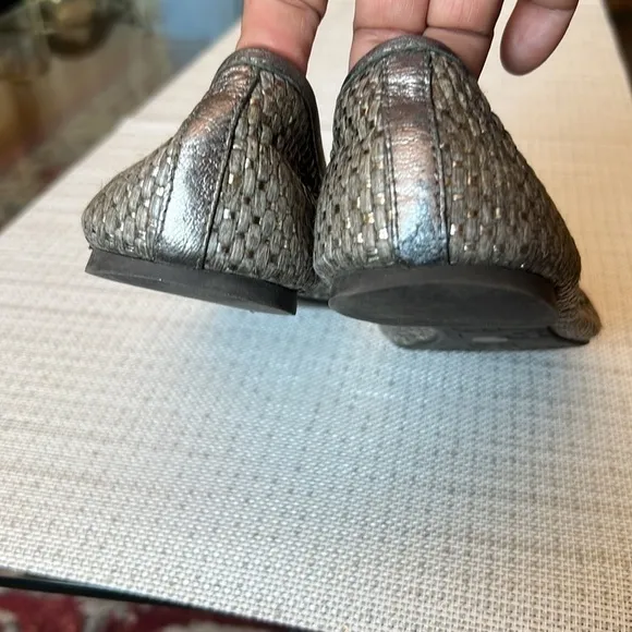 Tory Burch Lurex Silver Reva Ballet Flats 10M