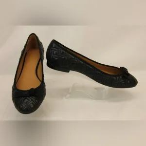 Tory burch Marion Quilted Ballet Flats/Grosgrain Quilted Stitch Size 5:Black